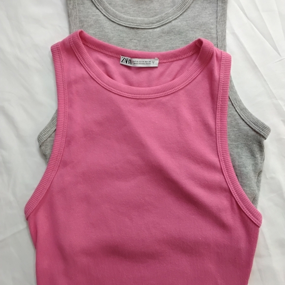 Zara Wome'sPink and Gray Sleeveless Tops Set 2 - Picture 2 of 6